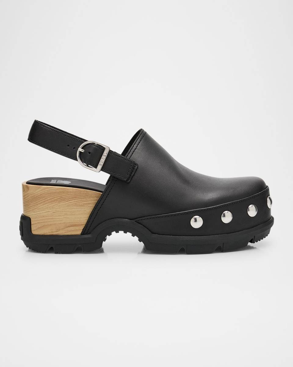 Roman Leather Slingback Platform Clogs